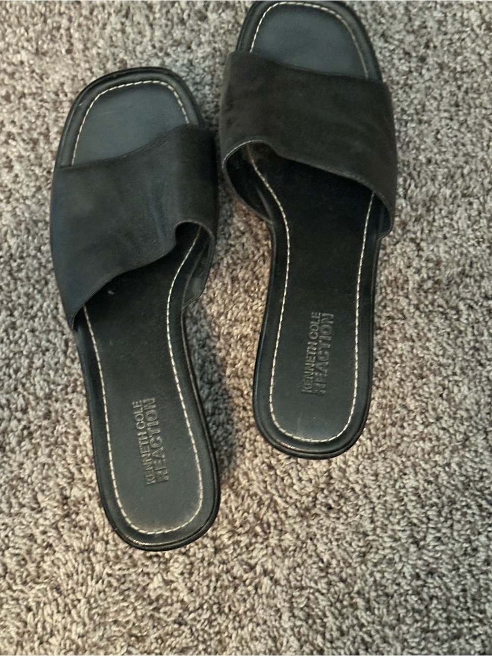 Kenneth Cole Reaction Black Suede Slide Mules